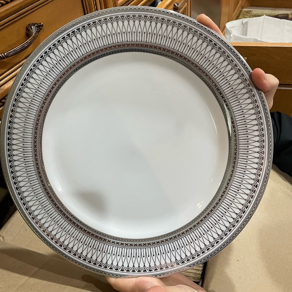 Beautiful white with silver accent banquet plate